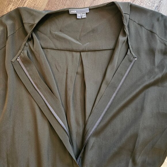 Vince 100% Silk Short Sleeve Jumpsuit, 10, Olive Hunter Green - Picture 4 of 13